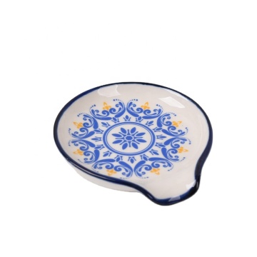 Blue Porcelain Ceramic Spoon Rest for Kitchen Counter