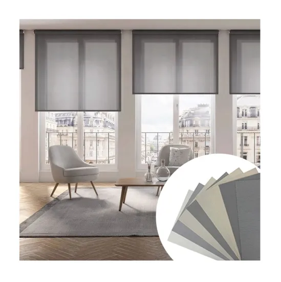 Grey 1% PVC Polyester Sunscreen Fabric: Ideal for Roll-Up Window Shades