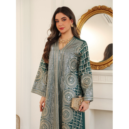 پولک دوزی طرح لوکس Kaftan Abaya با جزئیات گلدوزی
