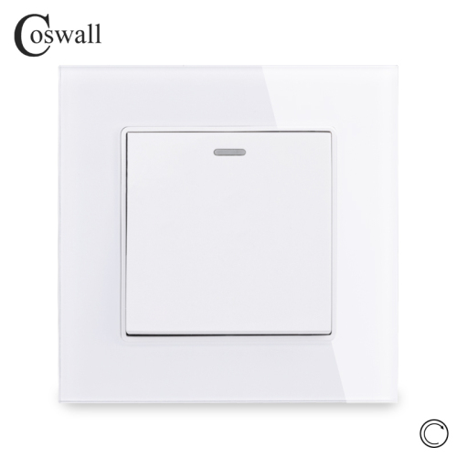 Coswall Crystal Glass Panel 1 Gang 1 Way Reset Switch Pulse Switch Momentary Contact Switch Push Button Wall Light Switch 16A