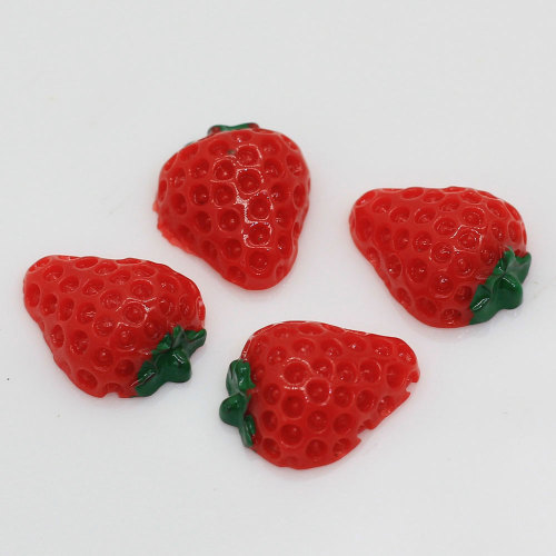 Miniature 3D Strawberry Resin Cabochon Kawaii Simulation Food DIY Scrapbooking Jewelry Making Charms Dolls Accessories