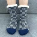 Mens Chunky Thick Knit Gripper Slipper Socks