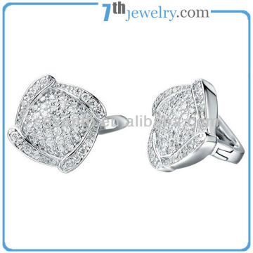 Latest New Design Earring Rhodium Plated Micro Pave Setting CZ Stone Brass Stud Earring