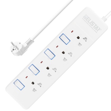Wholesale Custom Thailand Type Extension Sockets with 4 Outlets and Individual Switches - White