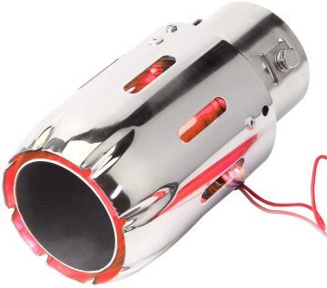 Style Universal Chrome Muffler Tip with LED Dual Exhaust Pipes