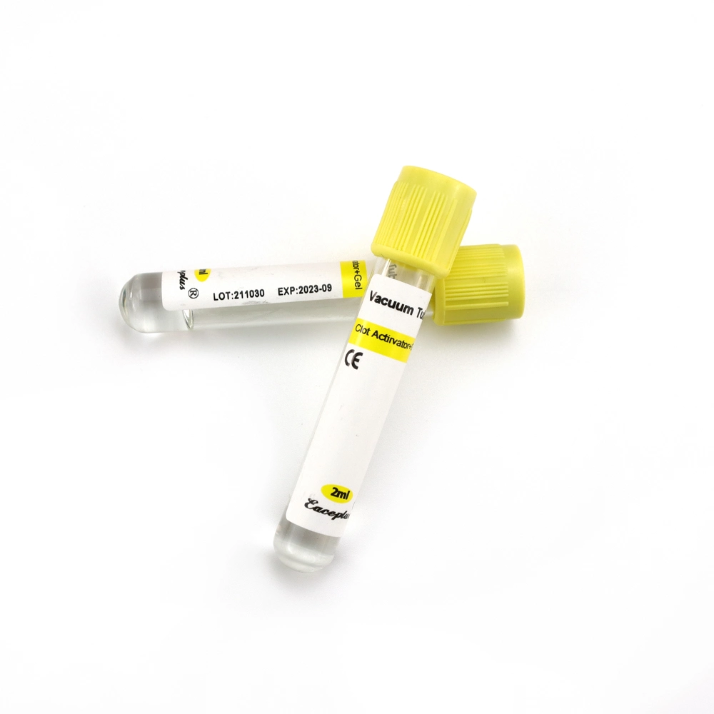 Fabricante Tubo de vacío Recipiente de recolección de sangre Tapón amarillo Tubo de suero Suministros médicos desechables con CE