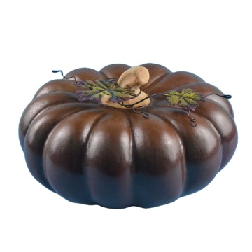 Hotsale Ceramic Pumpkin with Iron Leaves Decorations
