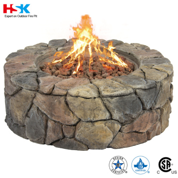 Natural Stone Design Round centerpiece Campfire Fire Pit Outdoor Garden Patio Propane Gas Chat Firepit