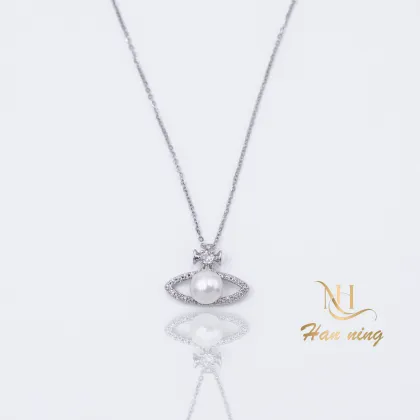 Natural Freshwater Pearl Platinum Plated Necklace - Formal yet Fashionable Gift