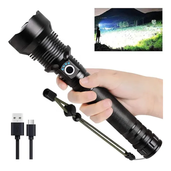 Rechargeable 1900 Lumens Super Bright Waterproof Flashlight with 5 Modes - Powerful Handheld LED Light