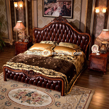 Indoor furniture bedroom vintage cow leather bed hot sell