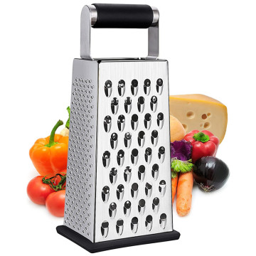 Manufacturer Customizable Four-Sided Dark Grey Stainless Steel Grater for Vegetables with Handle
