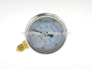 250 KG/CM2 Stainless Steel Body Brass Connection Oil Filled High Quliaty Pressure Gauges
