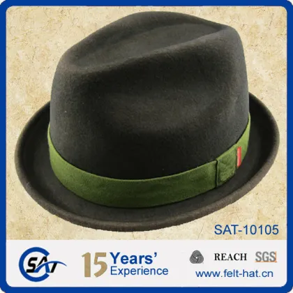 superior woolen green trilby hat with green ribbon