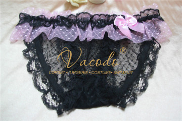 # 952 2016 New Arrival Pink Strim Black Lace Sexy Women's G String Panty