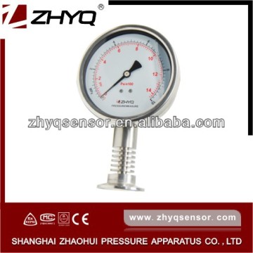 Flush diaphragm pressure gauge with clamp mounting