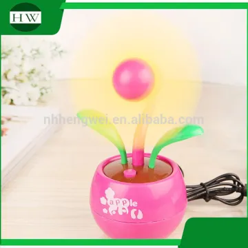plastic portable mini flower apple cartoon flowerpot battery standing stand desk table electric rechargeable usb fan