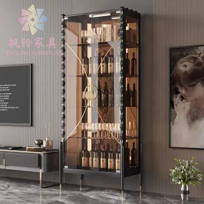 Italian Royal Modern Wooden Stainless Steel Wine Cabinet WB004