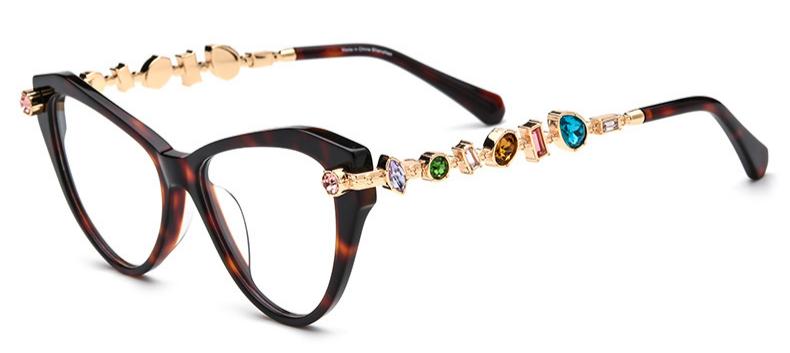 Mellume Crystal Cat Eye Acetate Optical Glasses-ME2061-temple