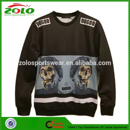 Unique design custom fully dey sublimation printing american style sweatshirts