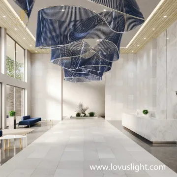Blue ribbon-shaped chandeliers Shopping mall hotel hall project chandeliers Personalized custom high luxury chandeliers