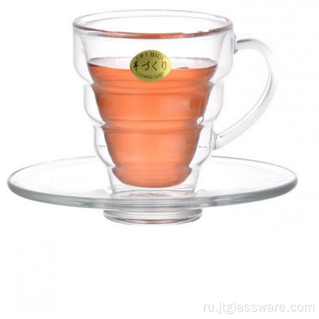 Многоразовая стеклянная чашка для кофе с держателем