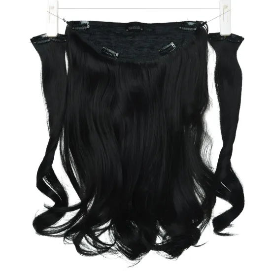 Best Price Clip in One Piece Hair Extension Wavy Ombre Black Invisible Wire Fish Line Hair Synthetic Hair Extensions