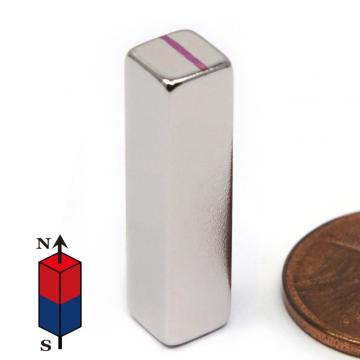 N52 Neodymium Block Magnets 1/4x1/4x1" Block Magnets w/ Poles on Ends