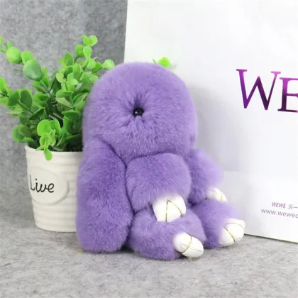 Rex Rabbit Fur Keychain Bunny Toy Doll For Bag Cute PomPom Rabbit Keychain
