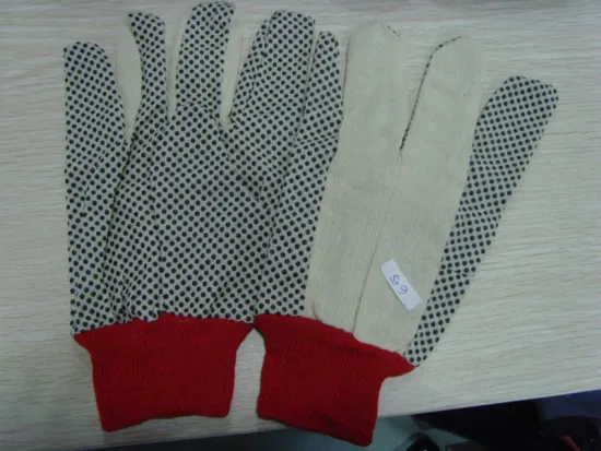 pvc dotted canvas gloves