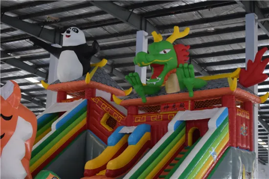 2022 New design panda dragon slide inflatable bouncer combo inflatable combo bouncer for sale
