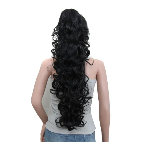 Wholesale 76cm 30inch 210grams Long Wavy High Temperature Fiber Synthetic Hair Pieces Claw Clip Ponytail Hair Extensions