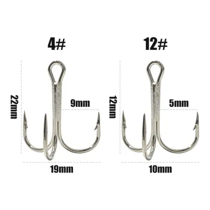 High-Quality Mustad Treble Fishing Hooks - 1000pcs/Box 4# 12# Tin Plated Treble Hooks