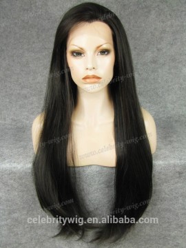 silky straight hair natural black lace front wig synthetic wig