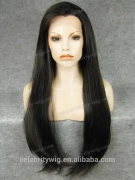 silky straight hair natural black lace front wig synthetic wig