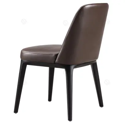 Italian minimalist leather Sophie single chairs