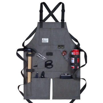 2025 Cotton Canvas Apron - Unisex Adjustable Leather Hanging Neck for Restaurant, Cafe, Barber Shop, Bakery, Bar Waiter Work Pinafore