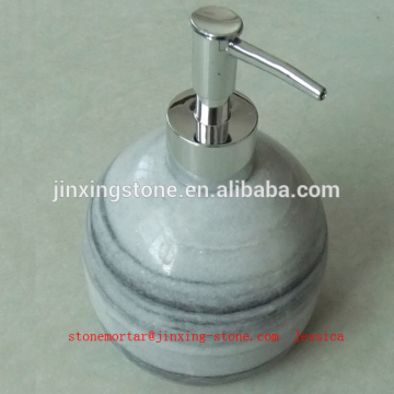 white with grey veins round soap dispenser /marble soap dispenser