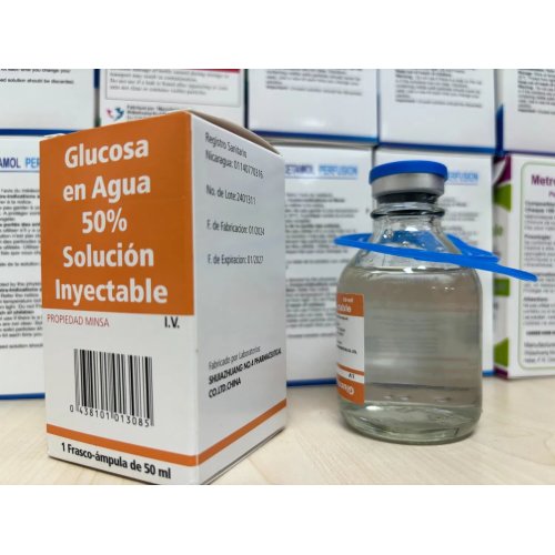زجاجة زجاجية للحقن بمحلول الجلوكوز 50% سعة 50 مل