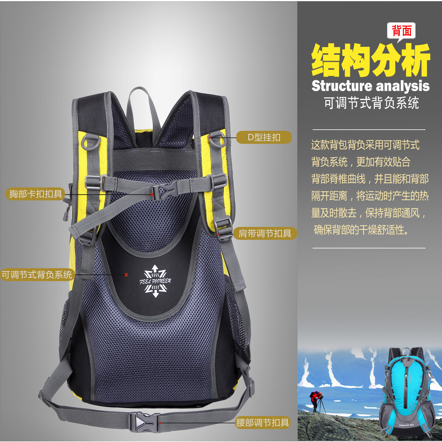 Fashion casual traveling waterproof durable camping backpack