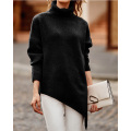 Ladies Drop Shoulder Irregular Turtleneck Sweater