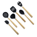 5PCS Heat Resistant Beech Wood Silicone Utensils Set