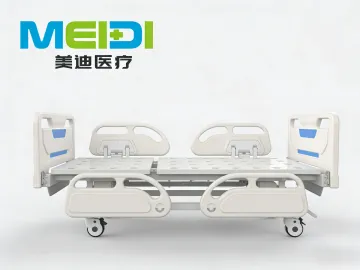 Single Crank Nursing Bed for Elderly Care, Four Small Guardrails, Central Control Brake Ward Bed