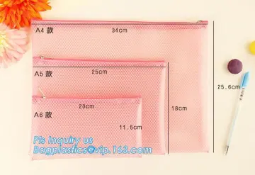 Mesh office bag, a4 a5 PVC mesh envelope zipper file folder document bag, polyster clear mesh ziplock file bag