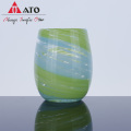 Gafas verdes diseño de vaso de vidrio espiral de vidrio