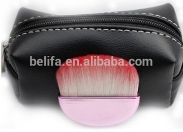 half moon shape pink stick compact blush brush/small size blusher cosmetic brush/mini cheek brush