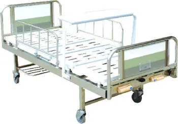 Stainless Steel Double Crank Adjustable Hospital Beds With Shoes Holder