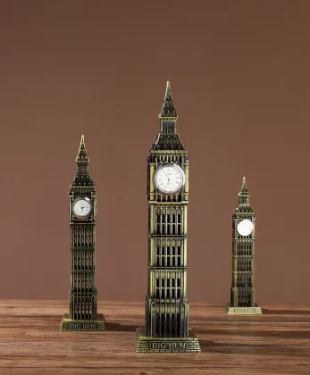 Big Ben Clock Tower Metal Figurine - Famous London Landmark Building Model Decor