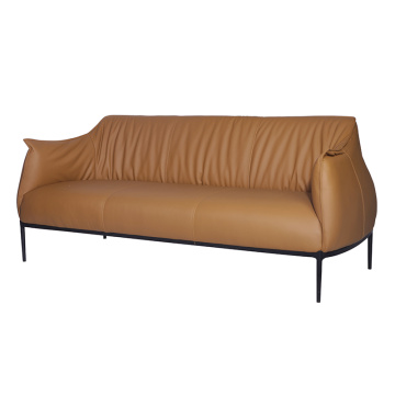 Archibald Brown Leather Dräi-Seater Sofa