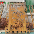 Decorative laser cut Corten room divider for garden